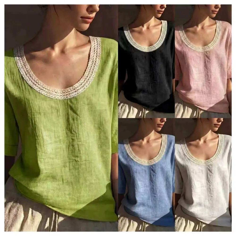 2026 Casual Blusas Short Sleeve Tops T Shirt Tees Women's T-shirts Daily Simple Style Loose Vacation Solid Color Holiday Fashion
2026 Casual Blusas Short Sleeve Tops T Shirt Tees Women's T-shirts Daily Simple Style Loose Vacation Solid Color Holiday Fashion