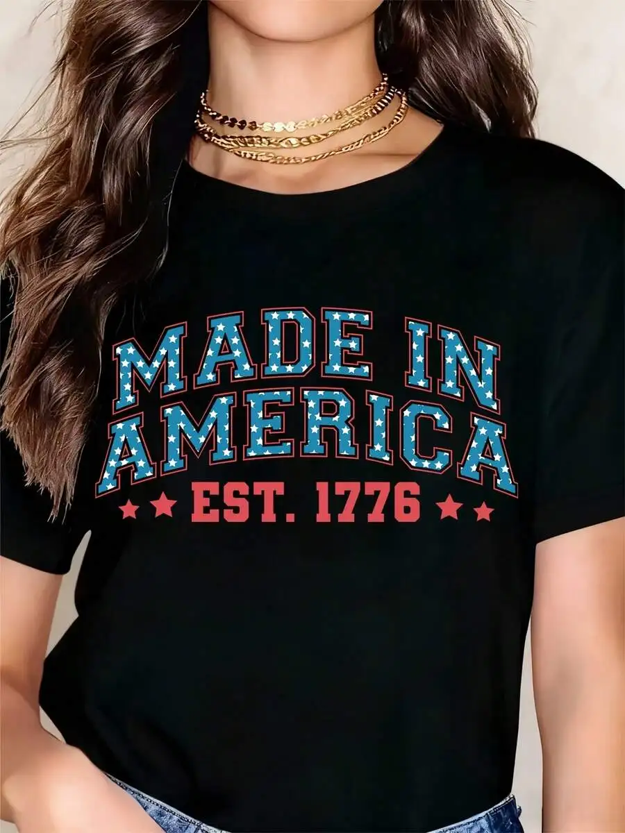 Women Casual Round Neck Short Sleeve Printed Tee Soft Comfortable Fabric For Independence Day Daily Wear
Women Casual Round Neck Short Sleeve Printed Tee Soft Comfortable Fabric For Independence Day Daily Wear