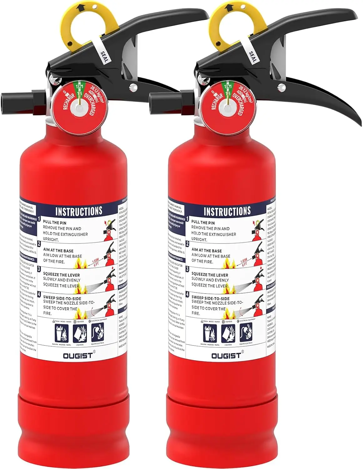 2.5 lb ABC Fire Extinguisher for Home, Car, Kitchen - 1-A:10-B:C Dry Chemical, Easy Grip Handle, 2 Pack
2.5 lb ABC Fire Extinguisher for Home, Car, Kitchen - 1-A:10-B:C Dry Chemical, Easy Grip Handle, 2 Pack