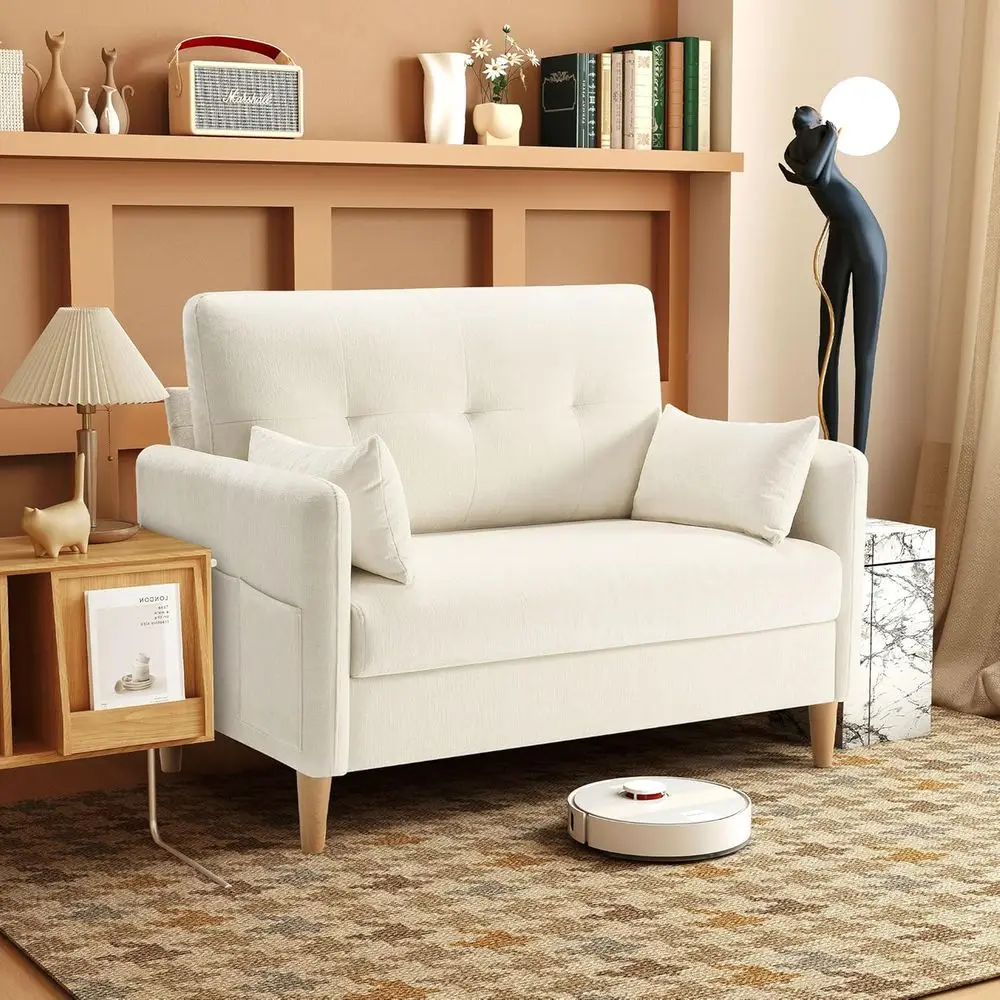 47 Beige Chenille Mini Sofa with Throw Pillows and Removable Cushion Covers for Small Spaces, Bedrooms, Apartments, Dorms, and L
47 Beige Chenille Mini Sofa with Throw Pillows and Removable Cushion Covers for Small Spaces, Bedrooms, Apartments, Dorms, and L