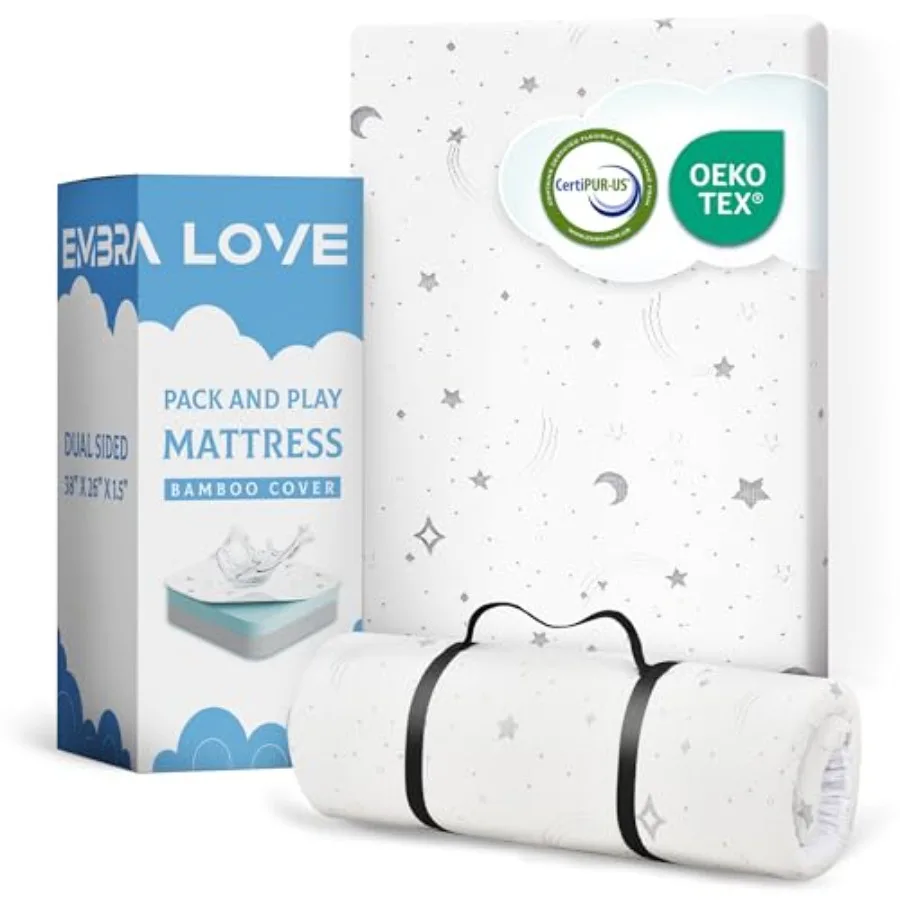 Pack n Play Mattresses 38"x26"x1.5" Bamboo Cover, Breathable, %100 Waterproof, Non-Toxic, Washable I Dual-Sided Gel Memory Foam
Pack n Play Mattresses 38"x26"x1.5" Bamboo Cover, Breathable, %100 Waterproof, Non-Toxic, Washable I Dual-Sided Gel Memory Foam