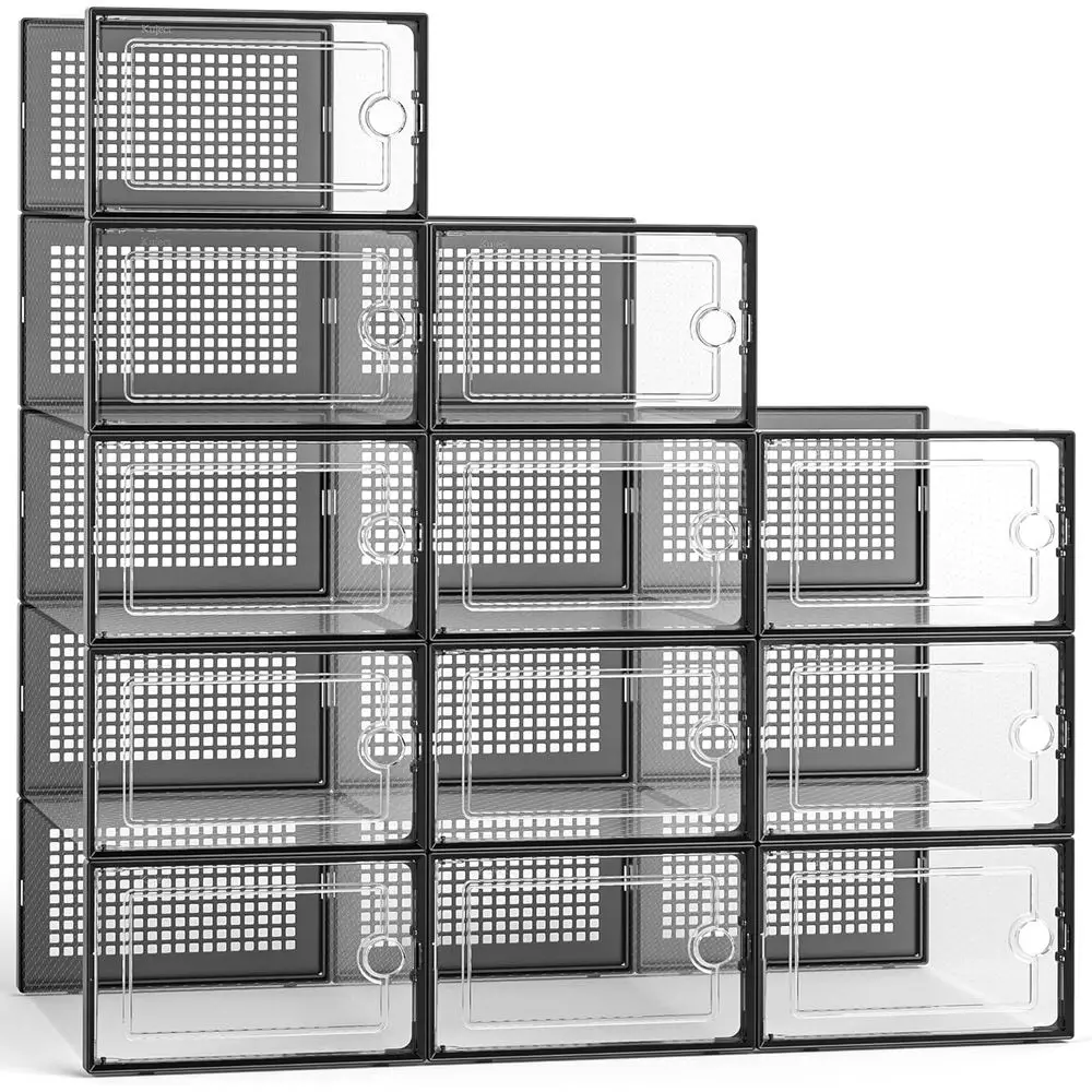 Large Shoe Organizers Storage Boxes or Closet, 12 Pack Clear Plastic Stackable Storage Bins with Lids, Under Bed Shoe Containers
Large Shoe Organizers Storage Boxes or Closet, 12 Pack Clear Plastic Stackable Storage Bins with Lids, Under Bed Shoe Containers