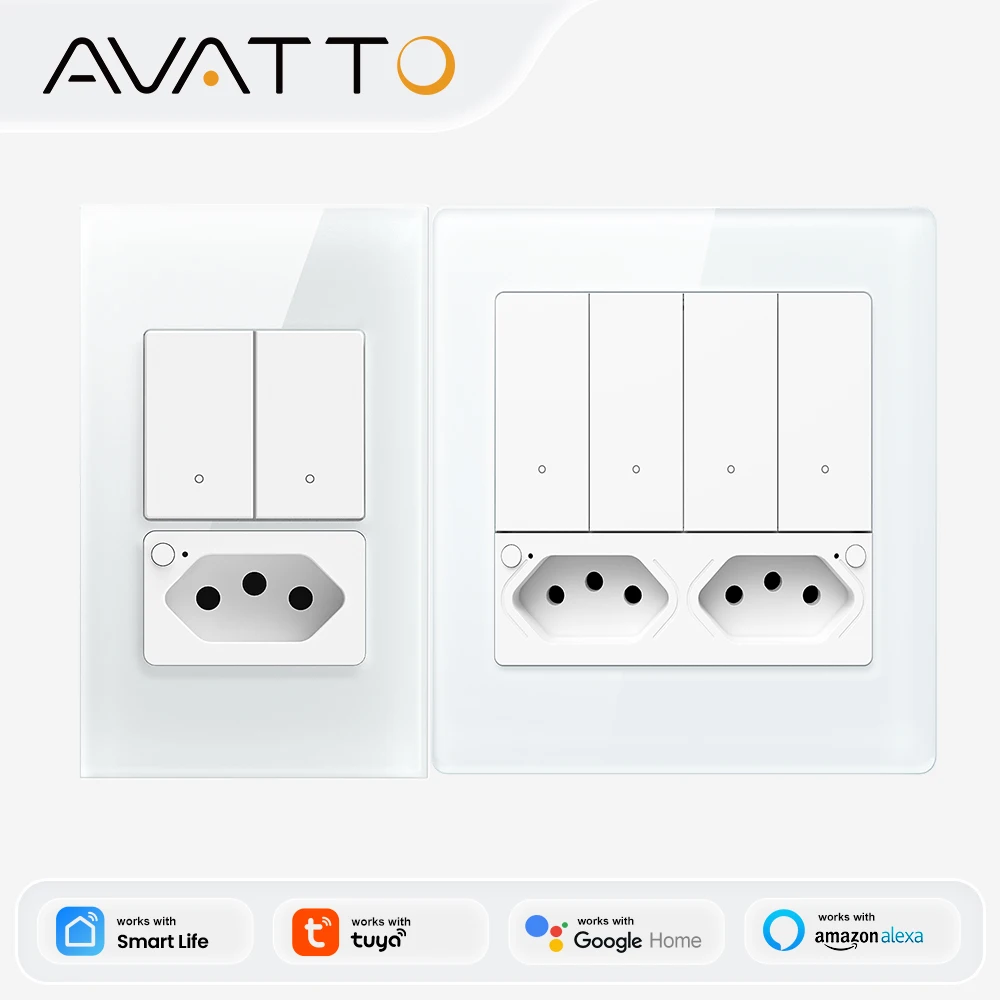 AVATTO 4x2/4x4 WiFi Light Switch & Brzil Socket,Support Two-Ways Control,AVATTO APP Remote Control.
AVATTO 4x2/4x4 WiFi Light Switch & Brzil Socket,Support Two-Ways Control,AVATTO APP Remote Control.