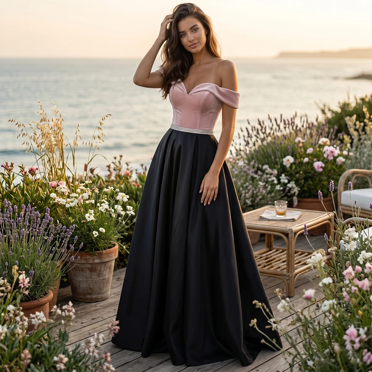 VIPGIRL Women's Off-Shoulder Prom Dress Velvet Satin Beaded Waist Lace-Up A-Line Evening Gown Pink & Black
VIPGIRL Women's Off-Shoulder Prom Dress Velvet Satin Beaded Waist Lace-Up A-Line Evening Gown Pink & Black