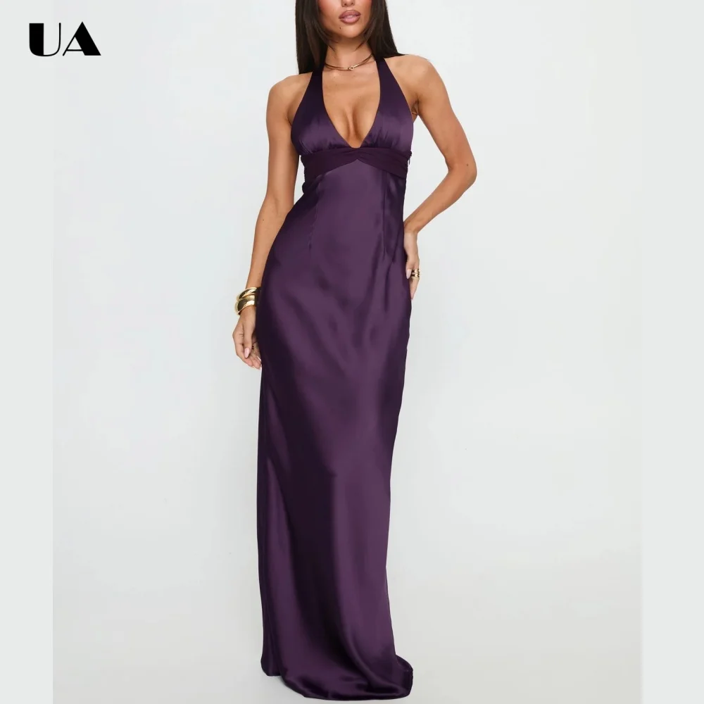 ULBYANRN Sexy Halterneck Backless Prom Dress for Woman, Fashionable Solid Satin Evening Dress, Customized Sleeveless Party Dress
ULBYANRN Sexy Halterneck Backless Prom Dress for Woman, Fashionable Solid Satin Evening Dress, Customized Sleeveless Party Dress