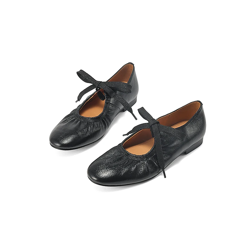 Soft Metallic Lambskin Lace-Up Flats 2cm Flat Round Toe Bow Pleated Black Silver Women Minimalist Shoes
Soft Metallic Lambskin Lace-Up Flats 2cm Flat Round Toe Bow Pleated Black Silver Women Minimalist Shoes
