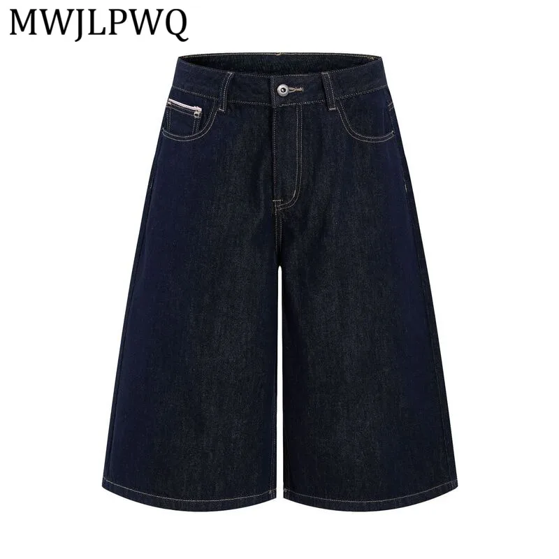 MWJLPWQ Black Raw Denim Wide Leg Jorts Men Trend High Waist Loose Capri Shorts Contrast Stitch Streetwear Casual Bottoms 15770
MWJLPWQ Black Raw Denim Wide Leg Jorts Men Trend High Waist Loose Capri Shorts Contrast Stitch Streetwear Casual Bottoms 15770