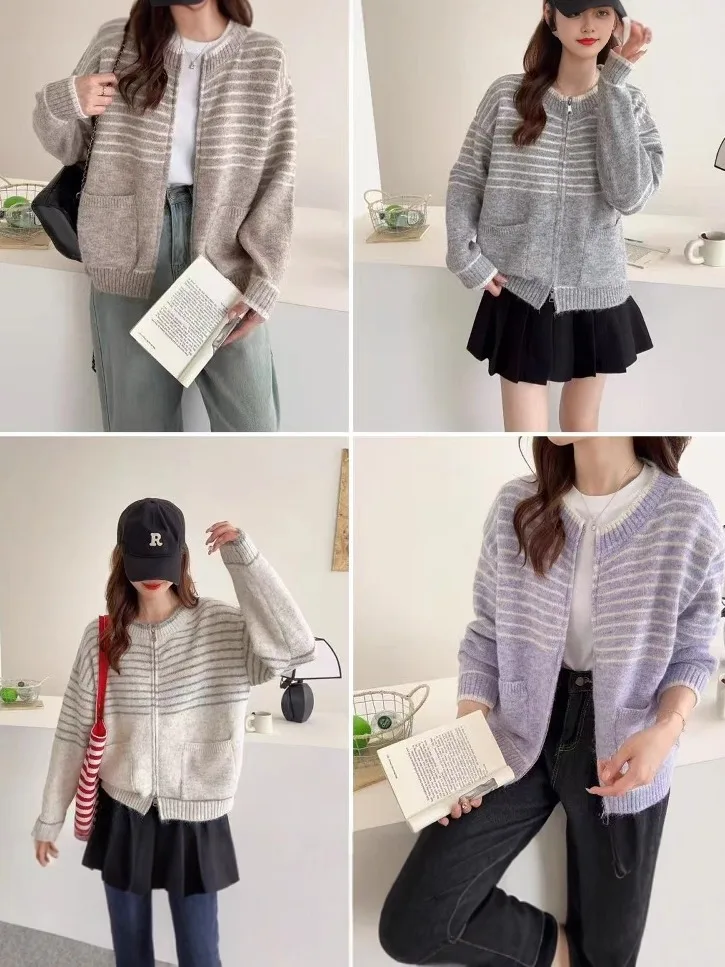 Корейский вязаный кардиган в полоску для женщин, весна-осень, новый дизайн, повседневный свитер для колледжа и работы, Jaet
Корейский вязаный кардиган в полоску для женщин, весна-осень, новый дизайн, повседневный свитер для колледжа и работы, Jaet
