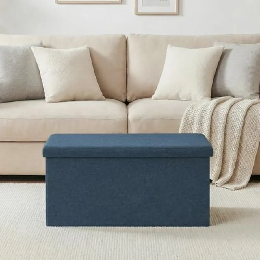 30 Inch Folding Storage Ottoman with Lid Coffee Table, Linen Ottoman Feet Rest for Living Room, Storage Bench for Bedroom -Navy
30 Inch Folding Storage Ottoman with Lid Coffee Table, Linen Ottoman Feet Rest for Living Room, Storage Bench for Bedroom -Navy