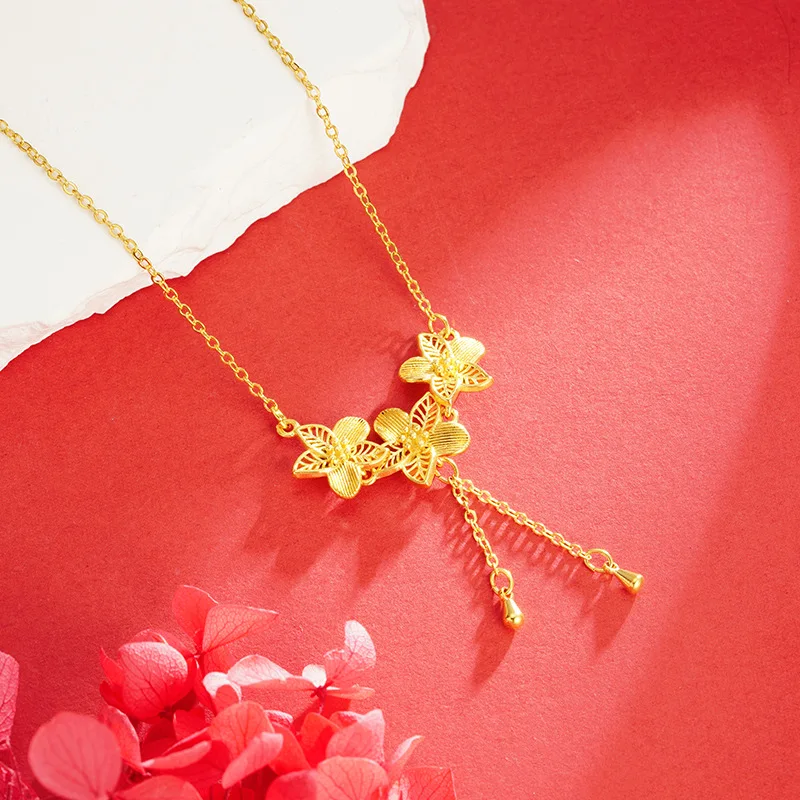 Luxury 24K 9999 Pure Gold real gold Ancient Camellia Necklace Sansheng Flower Tassel Hollow Pendant Necklace
Luxury 24K 9999 Pure Gold real gold Ancient Camellia Necklace Sansheng Flower Tassel Hollow Pendant Necklace