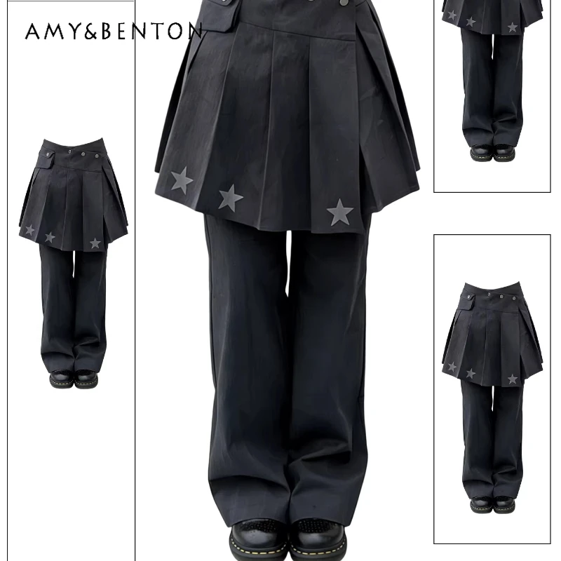 2026 Spring New Black Irregular Fake Two-Piece Women's Skirt Pants American Retro Star Print Design Loose Trousers Ladies Ladies
2026 Spring New Black Irregular Fake Two-Piece Women's Skirt Pants American Retro Star Print Design Loose Trousers Ladies Ladies
