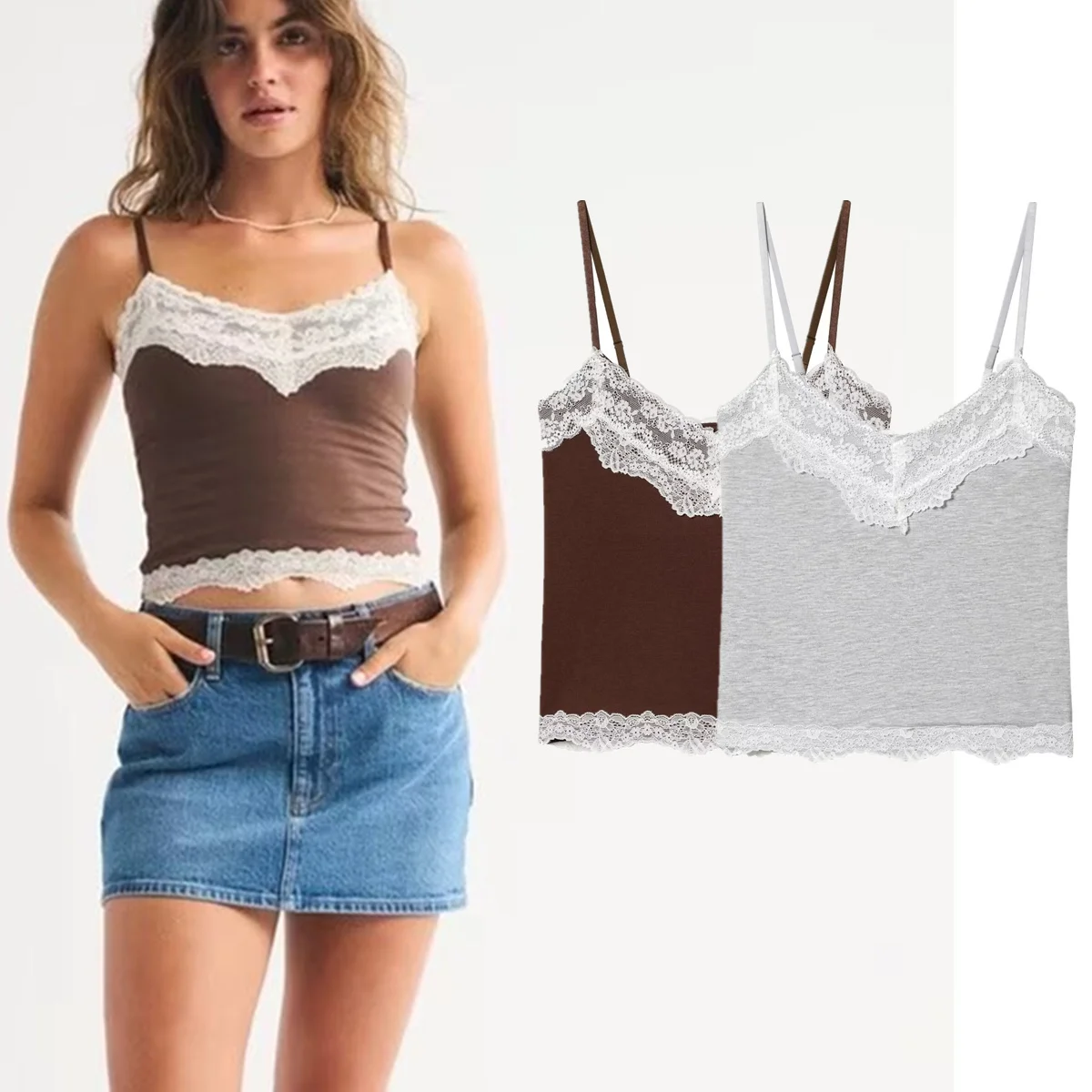 Jenny&Dave 2026 Summer T-shirt Woman Clothes Female Clothing Lace Splicing Knitted Tank Tops Multicolor Slimi Fit Camisole
Jenny&Dave 2026 Summer T-shirt Woman Clothes Female Clothing Lace Splicing Knitted Tank Tops Multicolor Slimi Fit Camisole