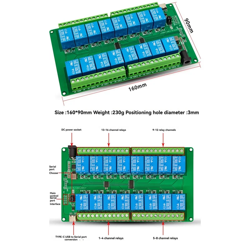 M18K-ESP32 Макетная плата 16-канальный USB-релейный модуль Компьютерный последовательный порт Управление переключателем Интеллектуальный контроллер для ПК
M18K-ESP32 Макетная плата 16-канальный USB-релейный модуль Компьютерный последовательный порт Управление переключателем Интеллектуальный контроллер для ПК
