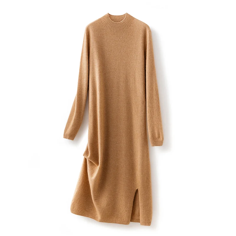 New Women Long Cashmere Dress Mock Neck Simple Style Dresses Autumn Winter 100% Cashmere Knitwear Office Lady Grace Loose Dress
New Women Long Cashmere Dress Mock Neck Simple Style Dresses Autumn Winter 100% Cashmere Knitwear Office Lady Grace Loose Dress