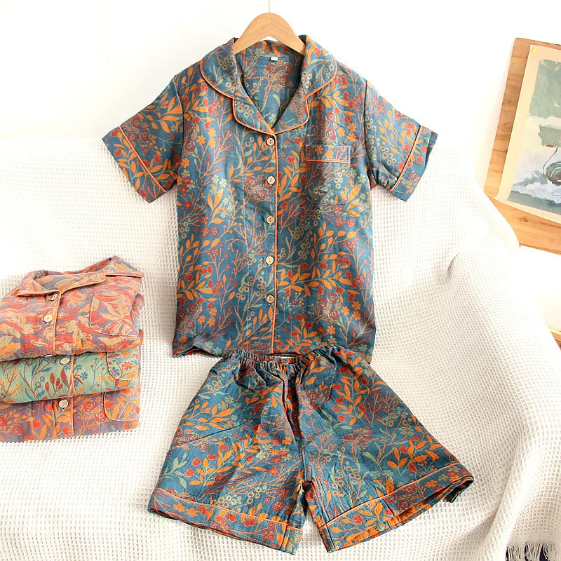 Women's Sleeping Pajamas Sets Sleepwear Cotton Pijama Loungewear Suit Summer New Floral Female Sleep Two Piece Pyjamas
Women's Sleeping Pajamas Sets Sleepwear Cotton Pijama Loungewear Suit Summer New Floral Female Sleep Two Piece Pyjamas