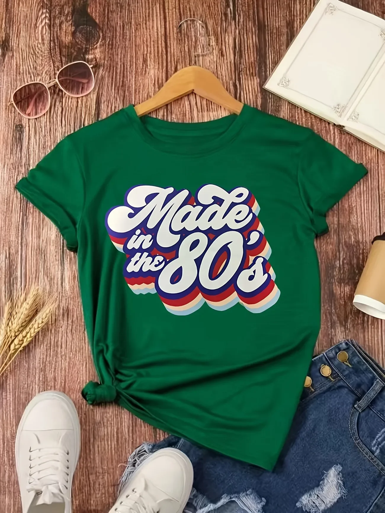 Plus - Size Green Round Neck T - Shirt with 'Made in the 80's' Retro - style Print: Nostalgic - trendy and 80s - inspired
Plus - Size Green Round Neck T - Shirt with 'Made in the 80's' Retro - style Print: Nostalgic - trendy and 80s - inspired