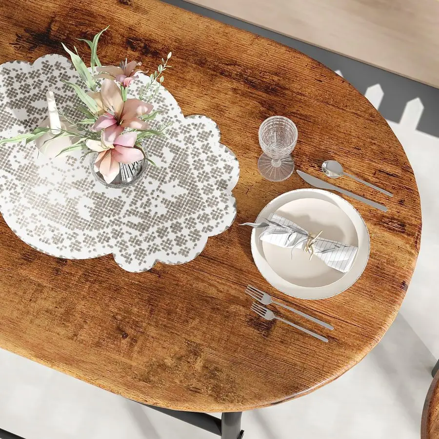 Комплект из 3 предметов для обеденного стола на кухню или в уголок для завтрака, овальная столешница под дерево и металлический каркас со встроенной винной полкой, для небольших помещений
Комплект из 3 предметов для обеденного стола на кухню или в уголок для завтрака, овальная столешница под дерево и металлический каркас со встроенной винной полкой, для небольших помещений