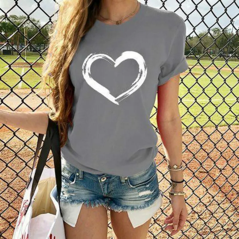 Simple Heart Printed Casual T-Shirt Summer Women O-Neck Short Sleeve Tops Street All-Match Harajuku Plus Size Graphic T-shirts
Simple Heart Printed Casual T-Shirt Summer Women O-Neck Short Sleeve Tops Street All-Match Harajuku Plus Size Graphic T-shirts
