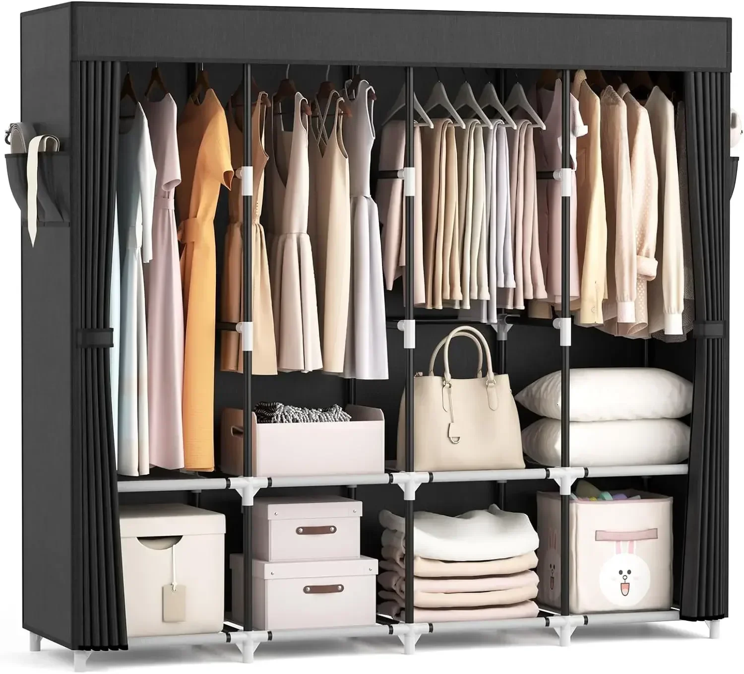 Portable Closet 67 Inch Wide Large Capacity Wardrobe with Cover 4 Shelves 4 Hanging Rods Freestanding for Bedroom
Portable Closet 67 Inch Wide Large Capacity Wardrobe with Cover 4 Shelves 4 Hanging Rods Freestanding for Bedroom