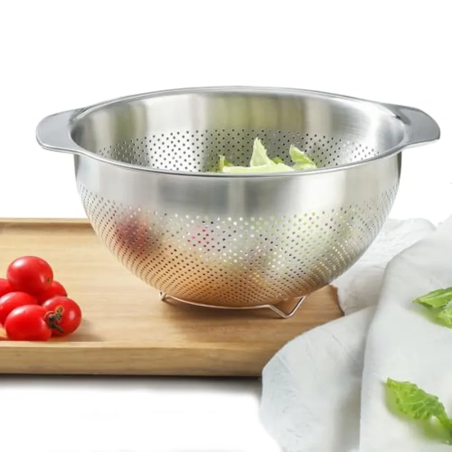 18/8 Stainless Steel Microwell Colander, Large Capacity with Handle Kitchen Food Strainer Basket for Washing Vegetables, Fruits
18/8 Stainless Steel Microwell Colander, Large Capacity with Handle Kitchen Food Strainer Basket for Washing Vegetables, Fruits