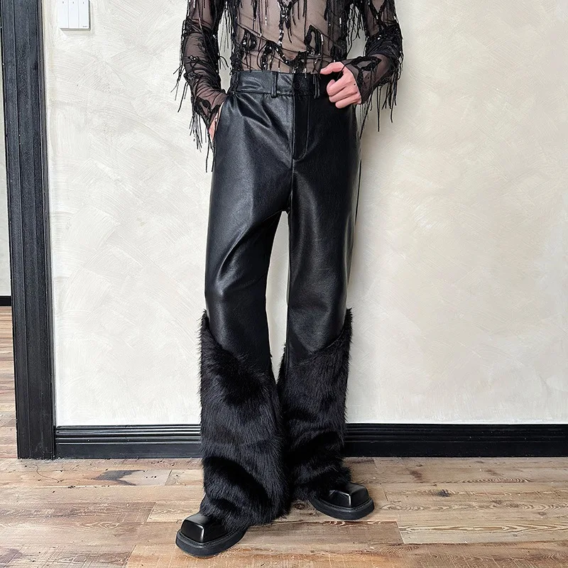 Ferret Fur Leg Patchwork Men's Leather Pants, Goth Punk Wide-leg Mans Trousers, Causal Streetwear Clothing
Ferret Fur Leg Patchwork Men's Leather Pants, Goth Punk Wide-leg Mans Trousers, Causal Streetwear Clothing