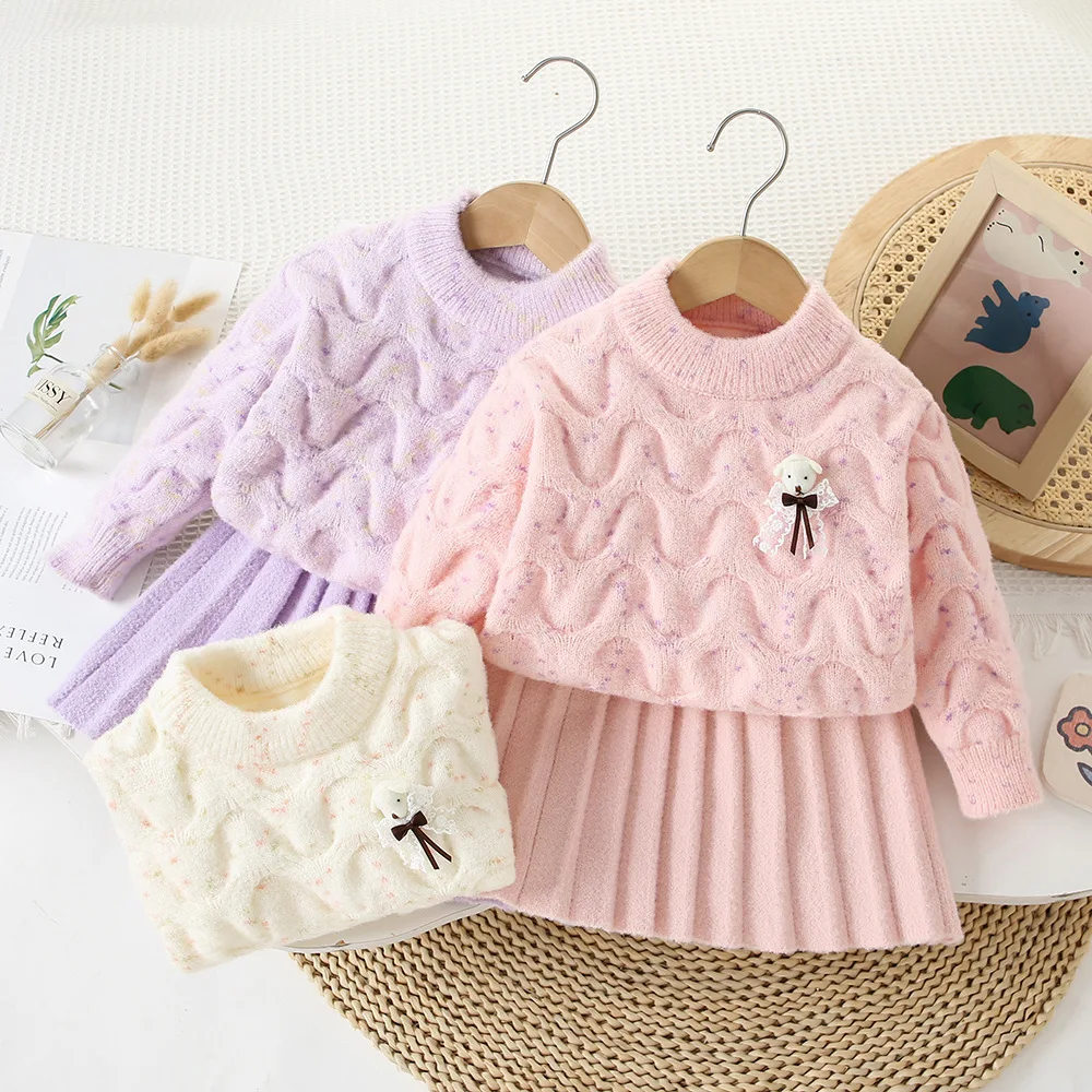 Girls Woolen Jersey Clothes Sets Spring Autumn Children Knitted Sweaters Tops Skirts 2pcs Party Dress Suit For Baby Outfits Kids
Girls Woolen Jersey Clothes Sets Spring Autumn Children Knitted Sweaters Tops Skirts 2pcs Party Dress Suit For Baby Outfits Kids