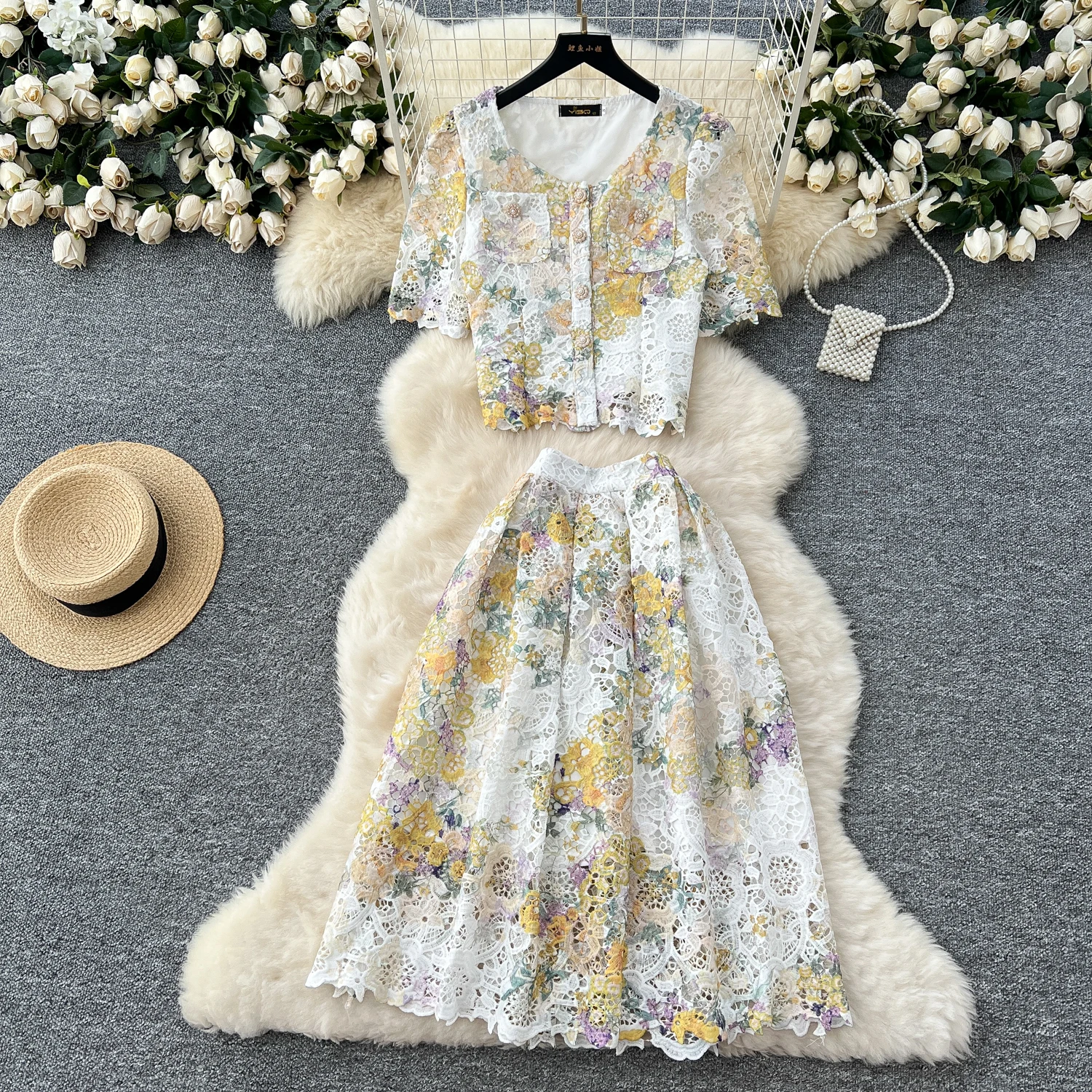 Embroidery Two Piece Sets Women Elegant Hollow Out Crochet Sexy Crop Top A Line Midi Skirts Suits 2 Pcs Outfit Lace Long Dresses
Embroidery Two Piece Sets Women Elegant Hollow Out Crochet Sexy Crop Top A Line Midi Skirts Suits 2 Pcs Outfit Lace Long Dresses