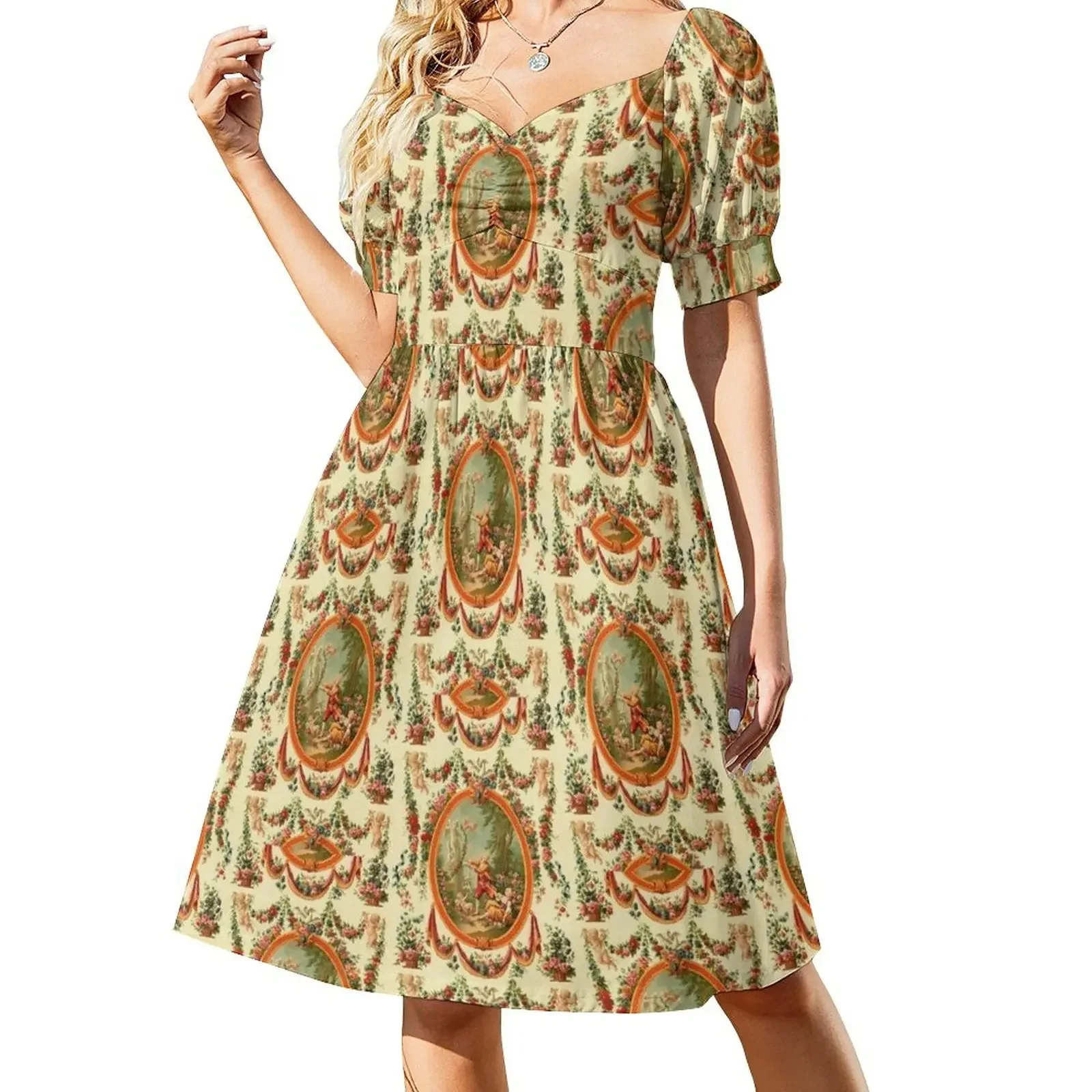 Rococo Design Floral Romantic Pattern Short-Sleeved Dress dresses for woman 2025 Dresses for wedding party
Rococo Design Floral Romantic Pattern Short-Sleeved Dress dresses for woman 2025 Dresses for wedding party