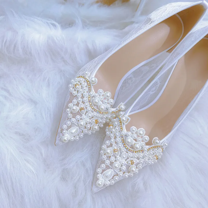 Wedding Shoes Women's Summer New Pearl Mesh Embroidered Rhinestone Bridal Shoes Wedding Dress Thin Heel High Heel Banquet Shoes
Wedding Shoes Women's Summer New Pearl Mesh Embroidered Rhinestone Bridal Shoes Wedding Dress Thin Heel High Heel Banquet Shoes
