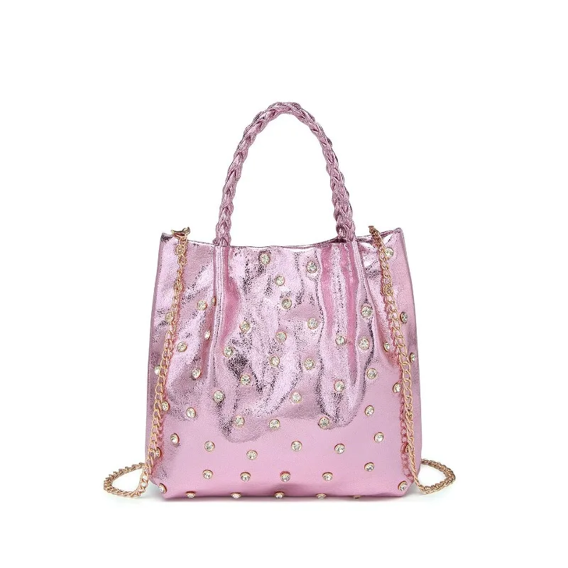 Glossy Metallic Handmade Diamond-encrusted Small Bag, Woven Hand Strap Design Sense Evening Bag Summer New Temperament Commuting
Glossy Metallic Handmade Diamond-encrusted Small Bag, Woven Hand Strap Design Sense Evening Bag Summer New Temperament Commuting