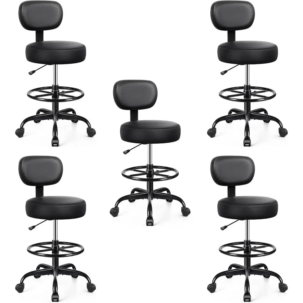 Adjustable Swivel Rolling Stool with PU Leather Seat, Backrest, and Wheels for Office, Home, Kitchen, and More (Black)
Adjustable Swivel Rolling Stool with PU Leather Seat, Backrest, and Wheels for Office, Home, Kitchen, and More (Black)