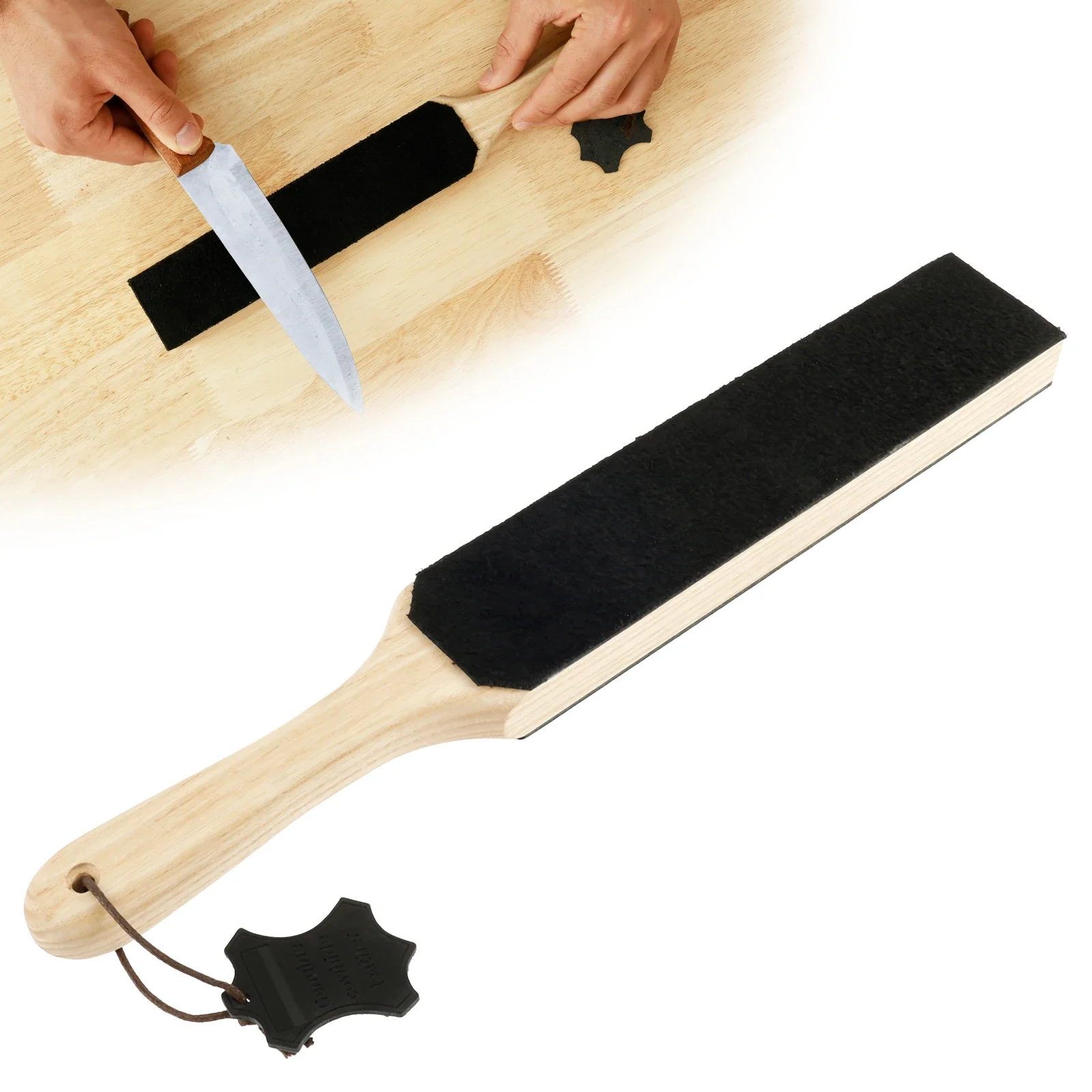 Dual Sided Leather Blade Strop Cutter Razor Sharpener Polishing Wooden Handle Kitchen Knife Sharpener Scissors Sharpening Tool
Dual Sided Leather Blade Strop Cutter Razor Sharpener Polishing Wooden Handle Kitchen Knife Sharpener Scissors Sharpening Tool