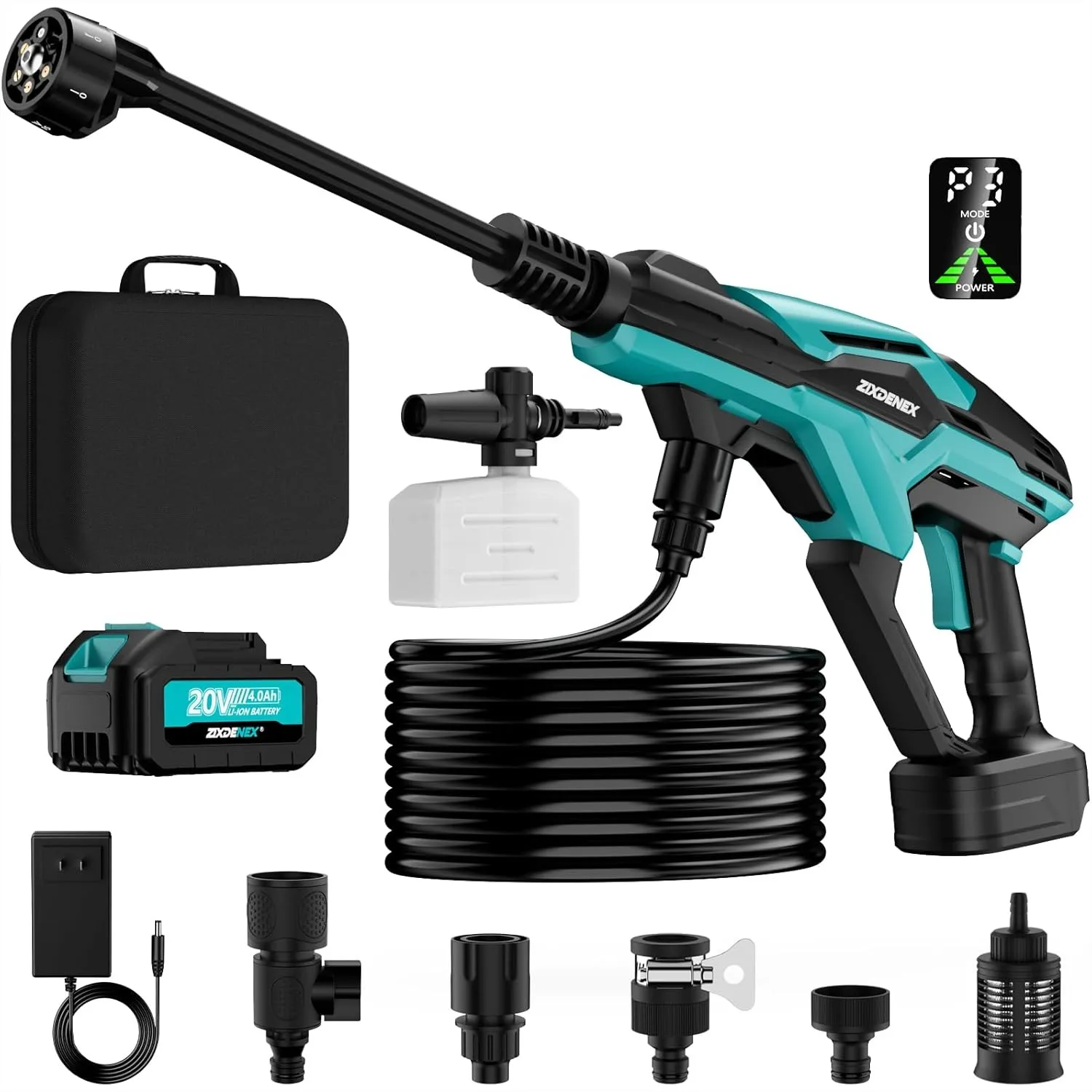 Cordless Portable Cleaning Tool, 800PSI Brushless with 18V 4.0Ah Battery, 17FT Hose, 6-in-1 Nozzle, 3 Power Levels for Home Car
Cordless Portable Cleaning Tool, 800PSI Brushless with 18V 4.0Ah Battery, 17FT Hose, 6-in-1 Nozzle, 3 Power Levels for Home Car