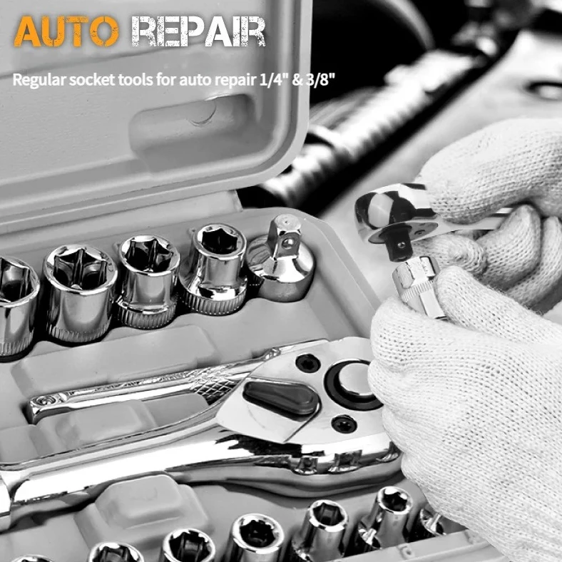 22 Piece 72T Ratchet Torque Wrench Combination Set 1/4" & 3/8" Drive Socket Wrench Set Professional Auto Repair Tool Kit
22 Piece 72T Ratchet Torque Wrench Combination Set 1/4" & 3/8" Drive Socket Wrench Set Professional Auto Repair Tool Kit