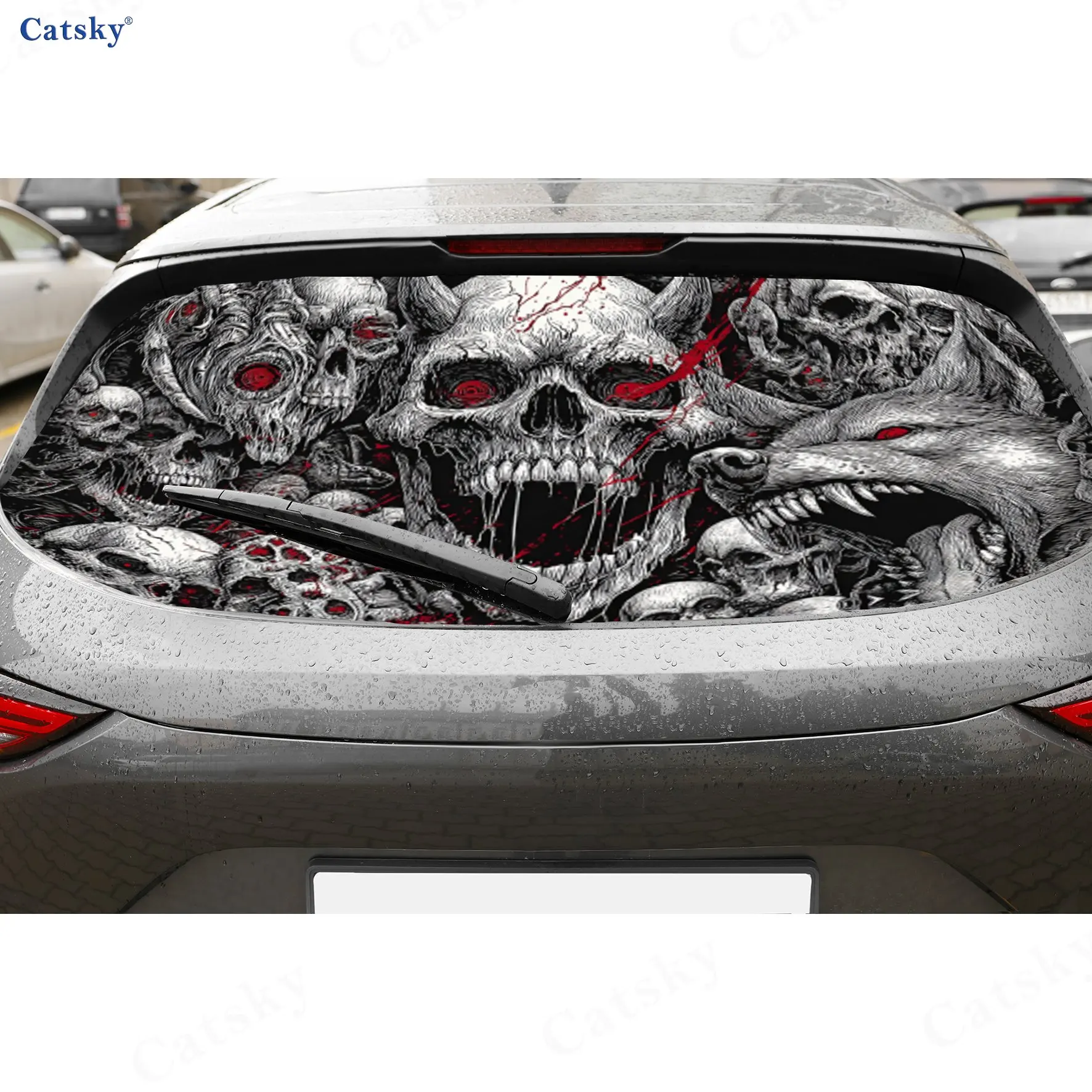 Horror Skull Wolf Pack PVC Perforated Car Vinyl Wraps, Durable Car Rear Windshield Sticker, Waterproof Car Rear Window Decal
Horror Skull Wolf Pack PVC Perforated Car Vinyl Wraps, Durable Car Rear Windshield Sticker, Waterproof Car Rear Window Decal
