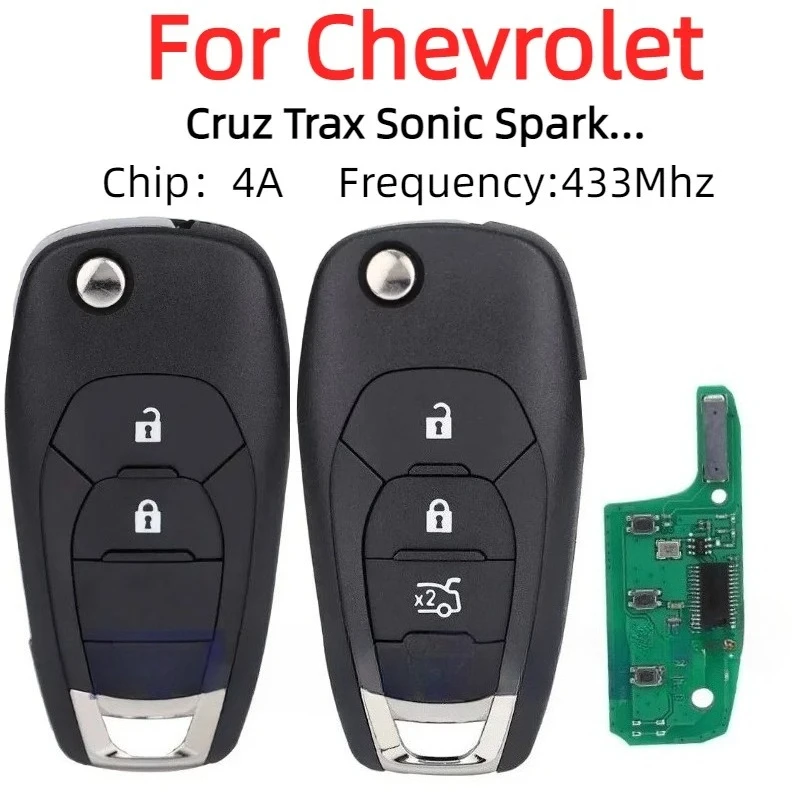 For Chevrolet Cruz 2015 Trax Sonic Spark 2021 Onix RS Aftermarket Filp Car key Remote Control 433.92FSK 4A chip 2/3/4 buttons
For Chevrolet Cruz 2015 Trax Sonic Spark 2021 Onix RS Aftermarket Filp Car key Remote Control 433.92FSK 4A chip 2/3/4 buttons