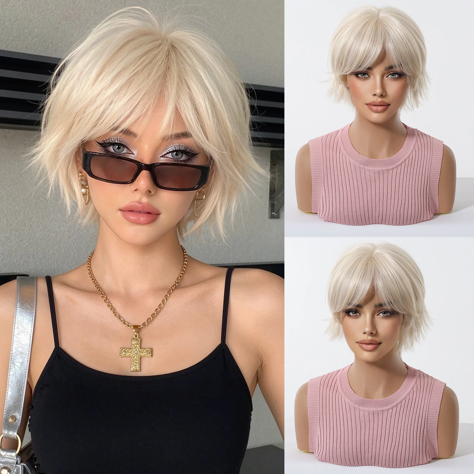 Short Wave Creamy Blonde Wig With Bangs Pixie Cut Platinum Blonde Layered Shag Cut Synthetic Hair Heat Resistant Fiber Cosplay
Short Wave Creamy Blonde Wig With Bangs Pixie Cut Platinum Blonde Layered Shag Cut Synthetic Hair Heat Resistant Fiber Cosplay