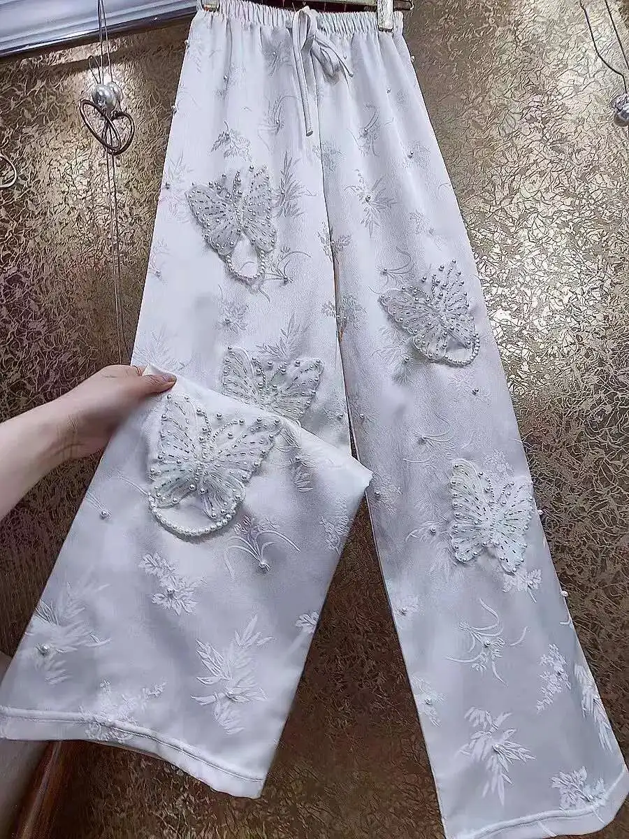 New In Autumn Spring 2024 Trend Women's Long Pants Butterfly Embroidery Beads Tassel Off White Wide Leg Full Pant
New In Autumn Spring 2024 Trend Women's Long Pants Butterfly Embroidery Beads Tassel Off White Wide Leg Full Pant