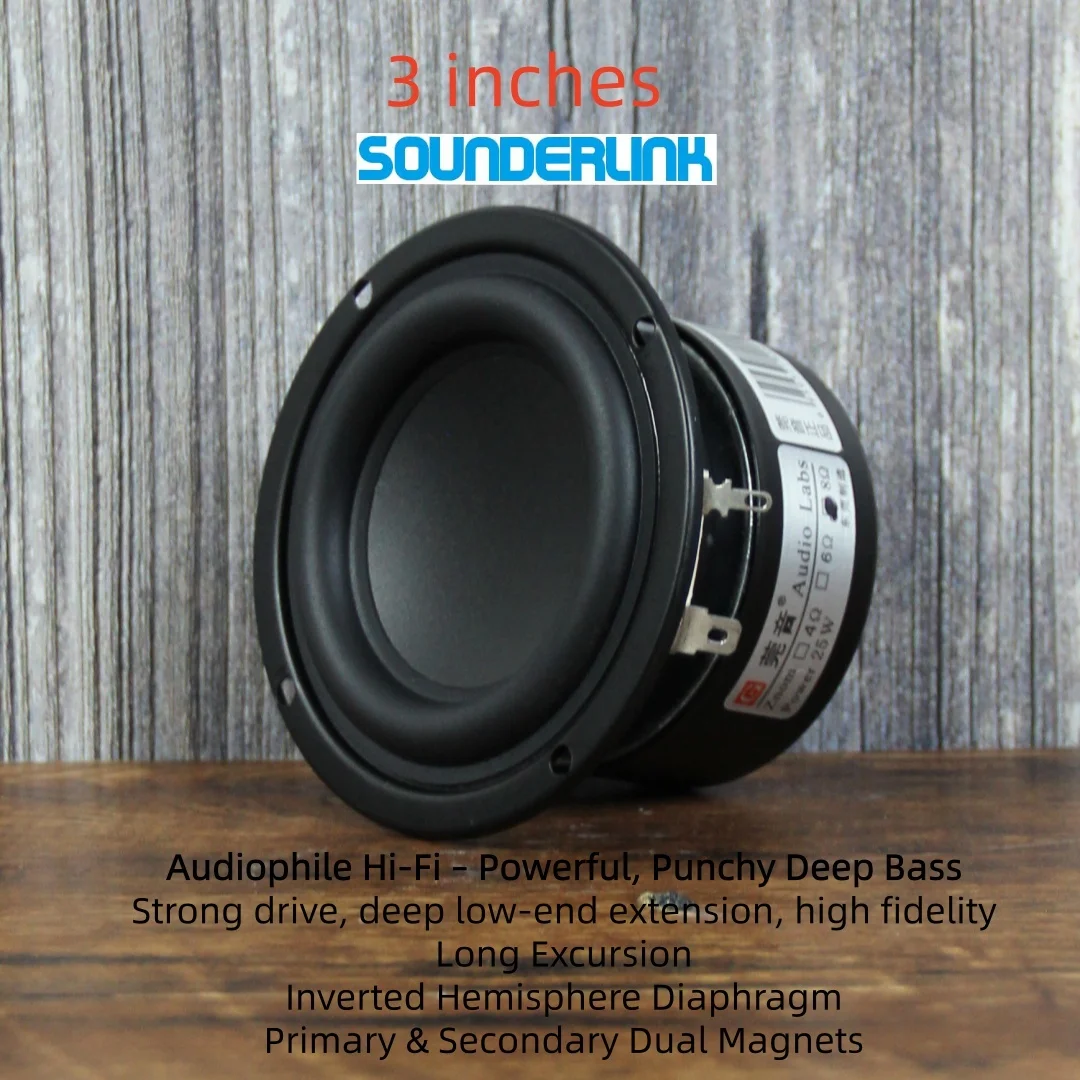 Sounderlink 3 Inch Subwoofer Speaker 30W 4/8 Ohm High Power Long Stroke Small Steel Cannon Audiophile Bass DIY Loudspeaker 2PC
Sounderlink 3 Inch Subwoofer Speaker 30W 4/8 Ohm High Power Long Stroke Small Steel Cannon Audiophile Bass DIY Loudspeaker 2PC