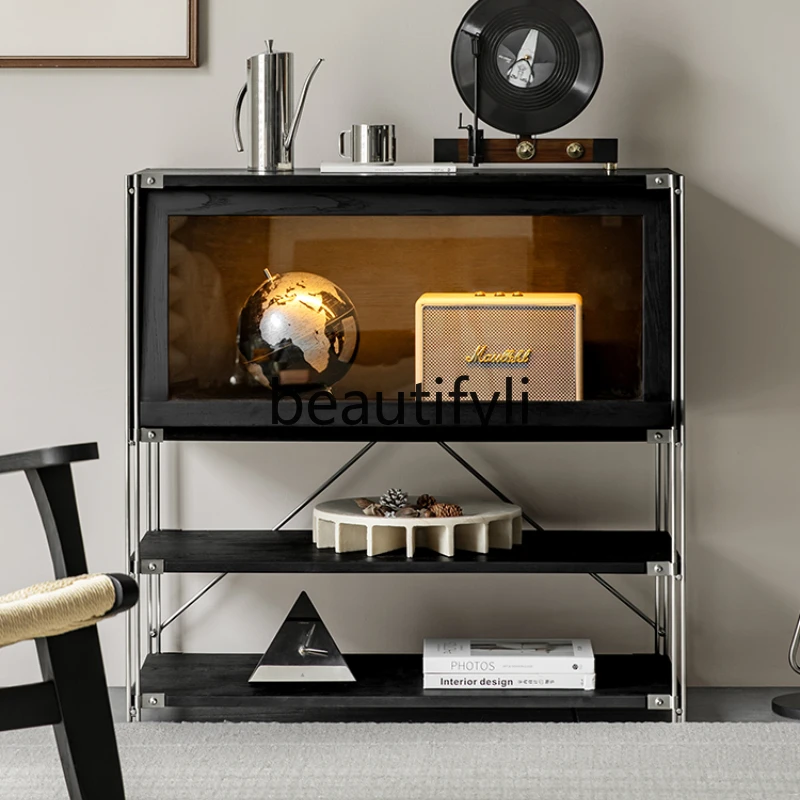 Black display cabinet solid wood flap door storage, simple storage side cabinet, shelf
Black display cabinet solid wood flap door storage, simple storage side cabinet, shelf