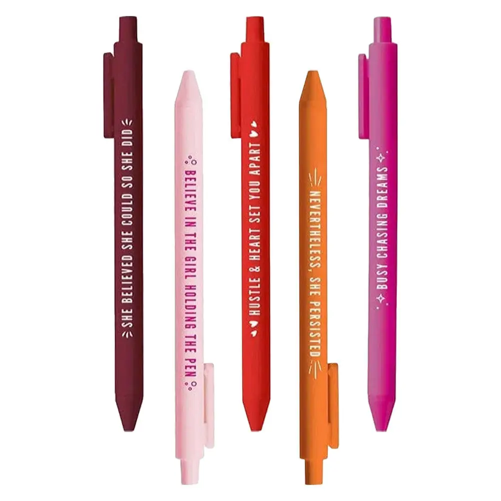 5Pcs Gel Ink Pens Female Power Motivational Writing Pen Set Comfortable Grip Smooth Ink Novelties for Work School Journal Adults
5Pcs Gel Ink Pens Female Power Motivational Writing Pen Set Comfortable Grip Smooth Ink Novelties for Work School Journal Adults