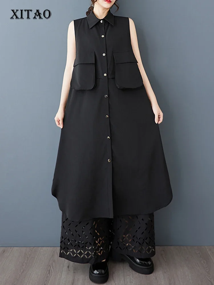 XITAO Patchwork Pocket Single Breasted Dress Casual Solid Color Sleeveless Loose Fitting Sweet Simple Women Dress GYX1410
XITAO Patchwork Pocket Single Breasted Dress Casual Solid Color Sleeveless Loose Fitting Sweet Simple Women Dress GYX1410