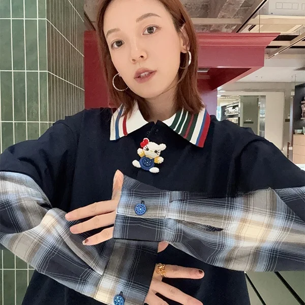 New Amz Doll Rainbow Collar Plaid irt Sve Trendy Large Version Top European Sle Women's Turn-down Collar Stand Fit ...
New Amz Doll Rainbow Collar Plaid irt Sve Trendy Large Version Top European Sle Women's Turn-down Collar Stand Fit ...