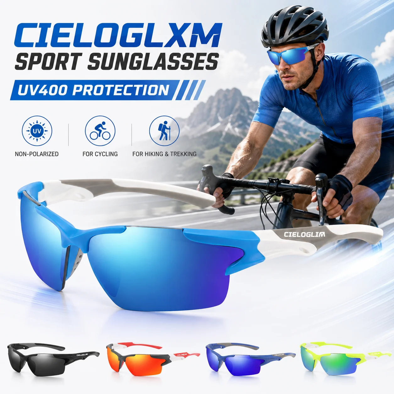 CIELOGLIM UV400 Shield Cycling Glasses Sports Sunglasses for Road MTB Outdoor Hiking Climbing Trekking Eyewear
CIELOGLIM UV400 Shield Cycling Glasses Sports Sunglasses for Road MTB Outdoor Hiking Climbing Trekking Eyewear