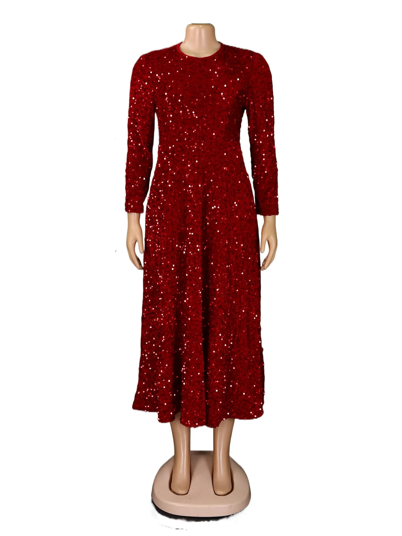 Elegant Round Neck Sequined Long Formal Evening Dress With Long Sleeves
Elegant Round Neck Sequined Long Formal Evening Dress With Long Sleeves