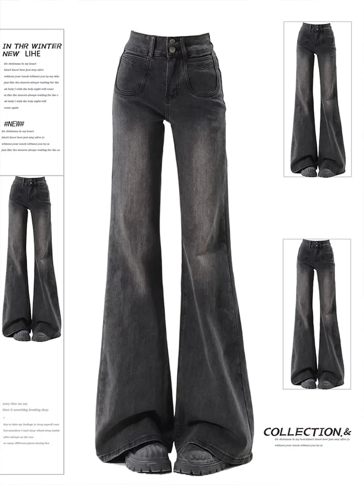 High Waist Bell Bottom Jeans Women's Casual Style Faded Denim Pants Loose Fit Floor Length Spring Autumn New Arrival
High Waist Bell Bottom Jeans Women's Casual Style Faded Denim Pants Loose Fit Floor Length Spring Autumn New Arrival