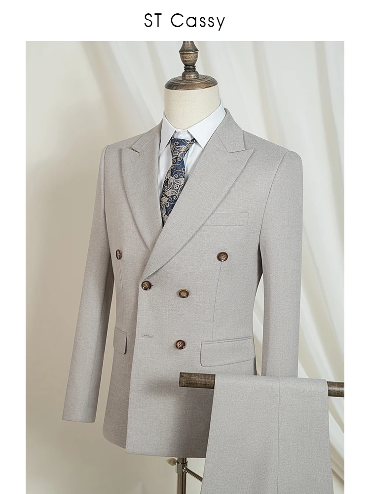 Elegant man suits high quality 2 piece set jacket + pants double-breasted party outfit groom's suit Wedding dinner business suit
Elegant man suits high quality 2 piece set jacket + pants double-breasted party outfit groom's suit Wedding dinner business suit