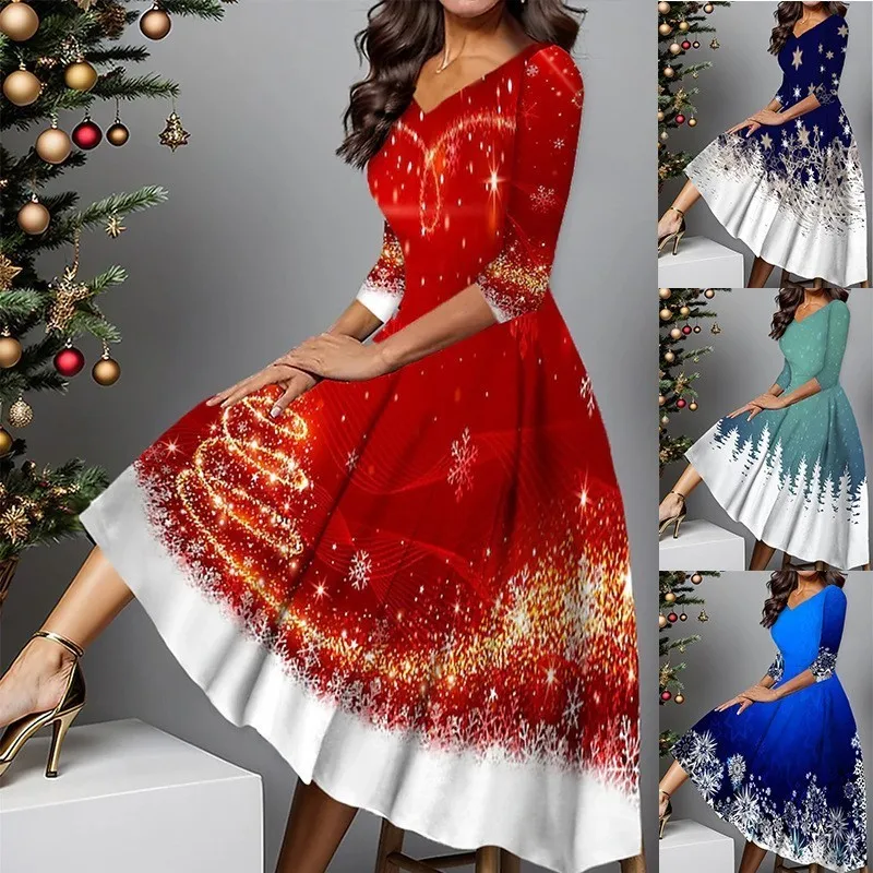 Christmas Print Party Dresses Women Autumn Winter Long Sleeve Elegant Maxi Dress 2025 New Fashion Vintage Vestidos Woman
Christmas Print Party Dresses Women Autumn Winter Long Sleeve Elegant Maxi Dress 2025 New Fashion Vintage Vestidos Woman