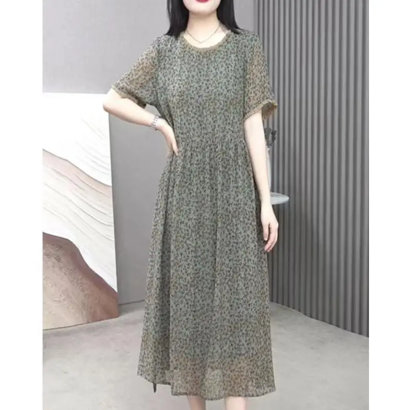 Fashion O-Neck Spliced Printed Bandage Chiffon Vintage Dress Women's Clothing 2024 Summer New Loose Office Lady Floral Dress
Fashion O-Neck Spliced Printed Bandage Chiffon Vintage Dress Women's Clothing 2024 Summer New Loose Office Lady Floral Dress
