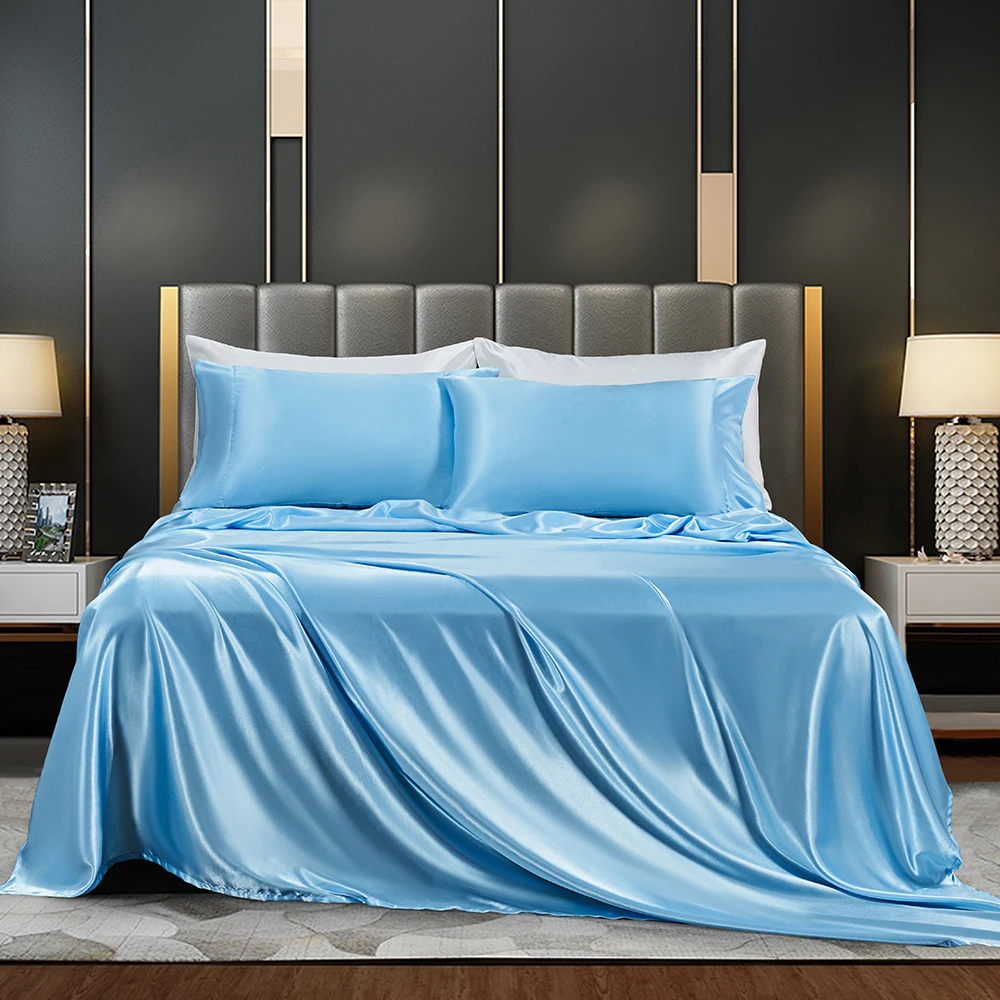 3/4Pcs Satin Sheets Set Queen King Size Flat Sheet Fitted Sheet Pillow Case Wrinkle Free Bed Linens for Bed Cooling Bedding Set
3/4Pcs Satin Sheets Set Queen King Size Flat Sheet Fitted Sheet Pillow Case Wrinkle Free Bed Linens for Bed Cooling Bedding Set